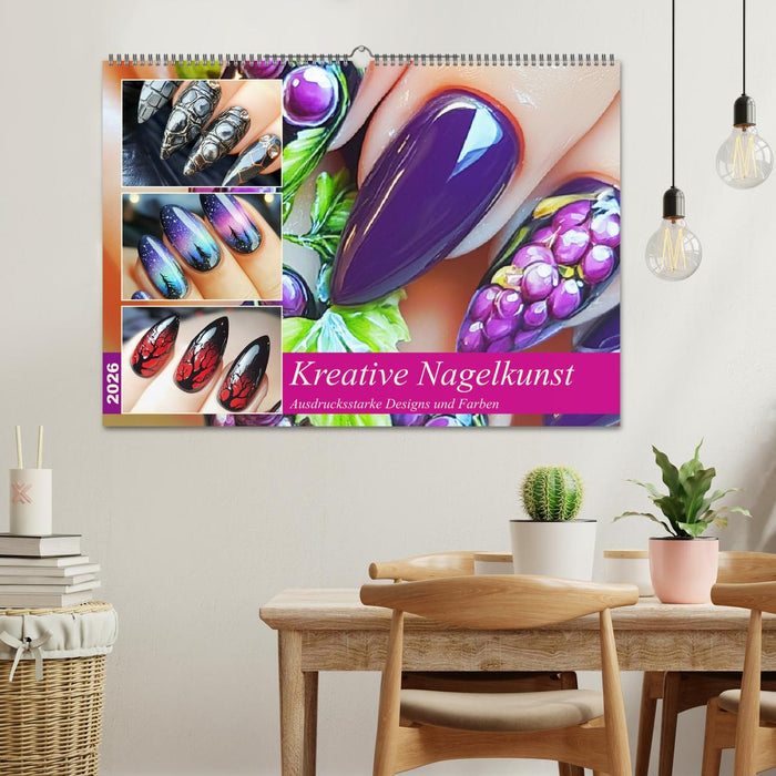 Kreative Nagelkunst. Ausdrucksstarke Designs und Farben (CALVENDO Wandkalender 2026)