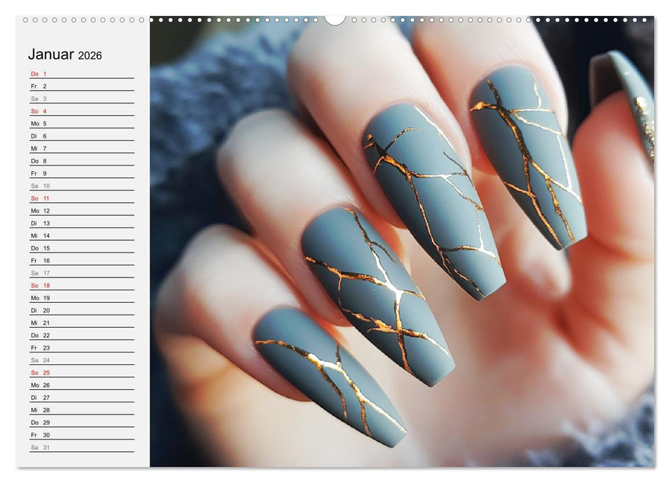 Kreative Nagelkunst. Ausdrucksstarke Designs und Farben (CALVENDO Wandkalender 2026)