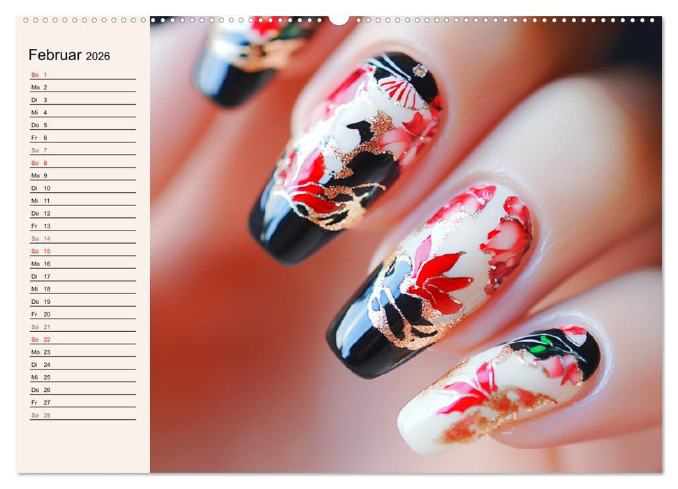Kreative Nagelkunst. Ausdrucksstarke Designs und Farben (CALVENDO Wandkalender 2026)