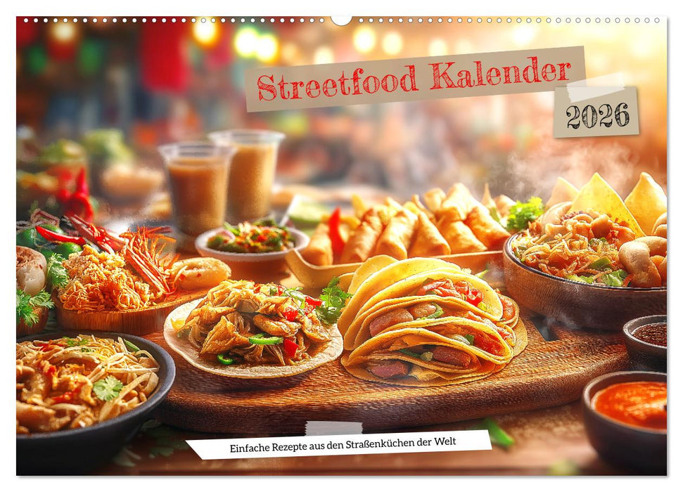 Streetfood Kalender - Einfache Rezepte aus den Straßenküchen der Welt (CALVENDO Wandkalender 2026)