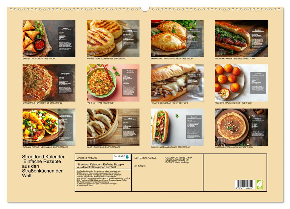 Streetfood Kalender - Einfache Rezepte aus den Straßenküchen der Welt (CALVENDO Wandkalender 2026)