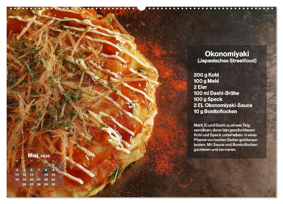 Streetfood Kalender - Einfache Rezepte aus den Straßenküchen der Welt (CALVENDO Wandkalender 2026)