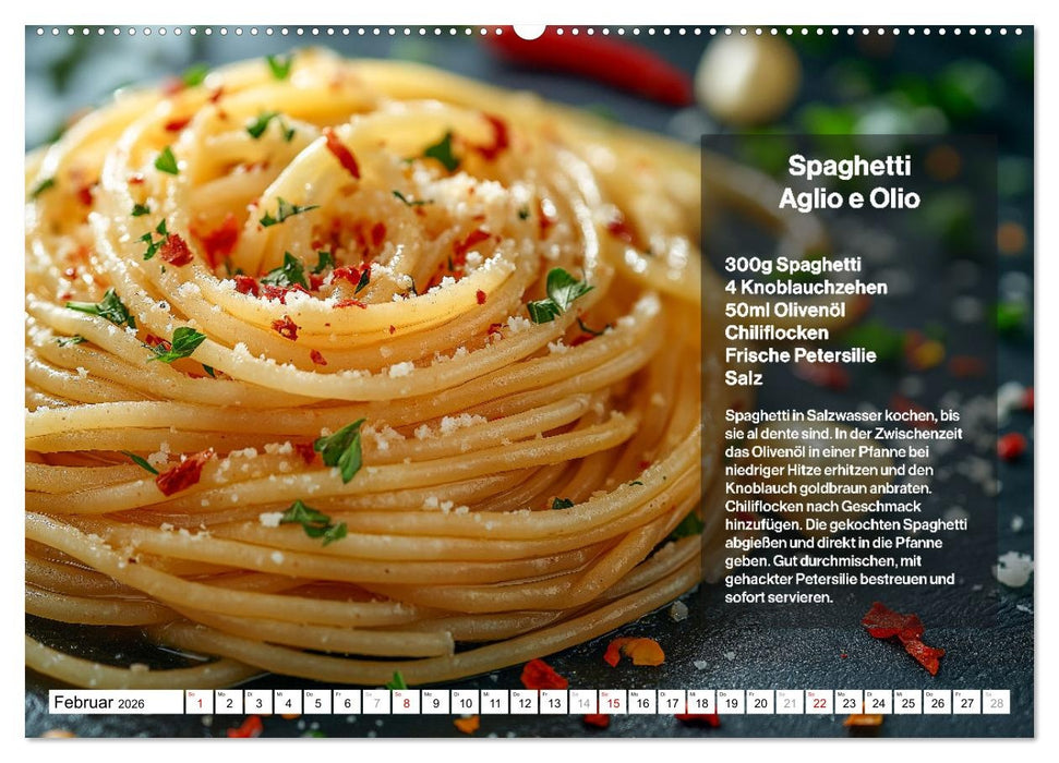 Italienische Spaghetti Rezepte - Leckere Soßen für jeden Monat (CALVENDO Premium Wandkalender 2026)
