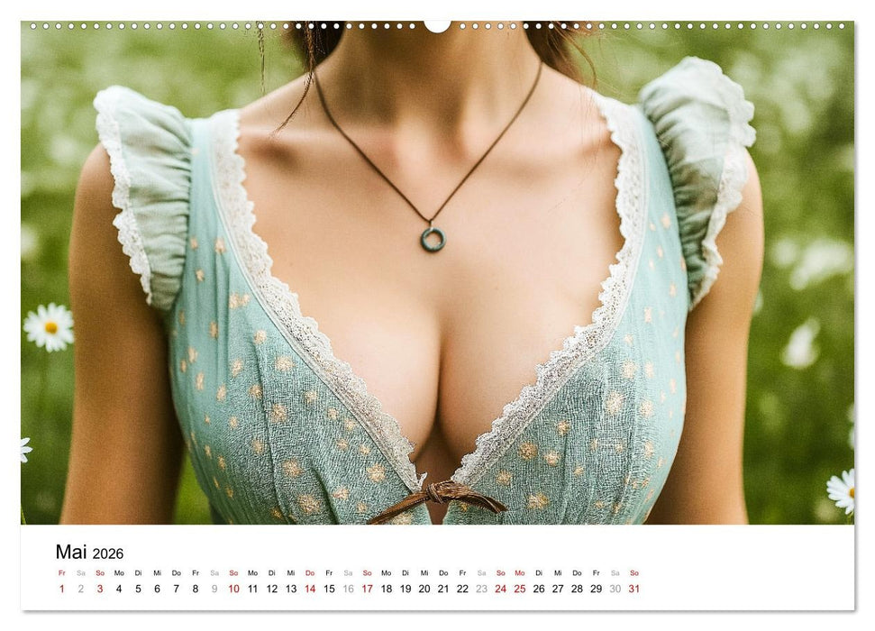 Dirndl Dekollete Kalender – Traditionelle Tracht und bayerische Brüste (CALVENDO Wandkalender 2026)