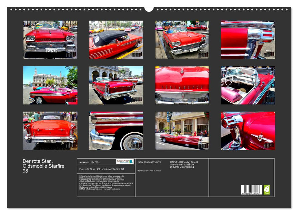 Der rote Star . Oldsmobile Starfire 98 (CALVENDO Wandkalender 2026)
