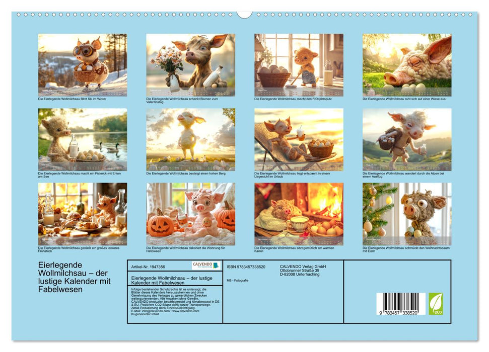 Eierlegende Wollmilchsau – der lustige Kalender mit Fabelwesen (CALVENDO Premium Wandkalender 2026)