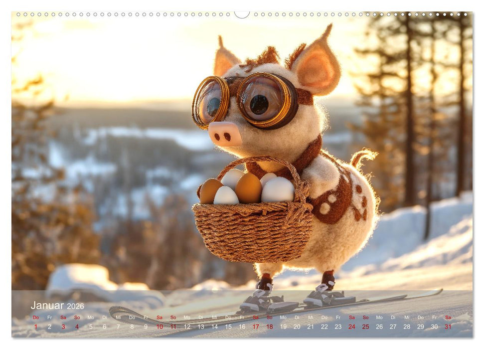 Eierlegende Wollmilchsau – der lustige Kalender mit Fabelwesen (CALVENDO Premium Wandkalender 2026)