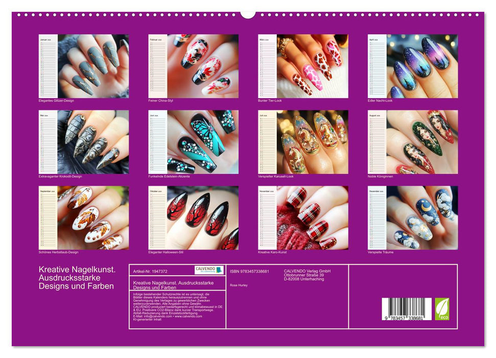 Kreative Nagelkunst. Ausdrucksstarke Designs und Farben (CALVENDO Premium Wandkalender 2026)