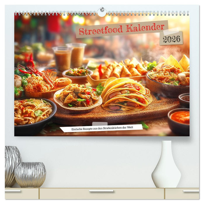 Streetfood Kalender - Einfache Rezepte aus den Straßenküchen der Welt (CALVENDO Premium Wandkalender 2026)