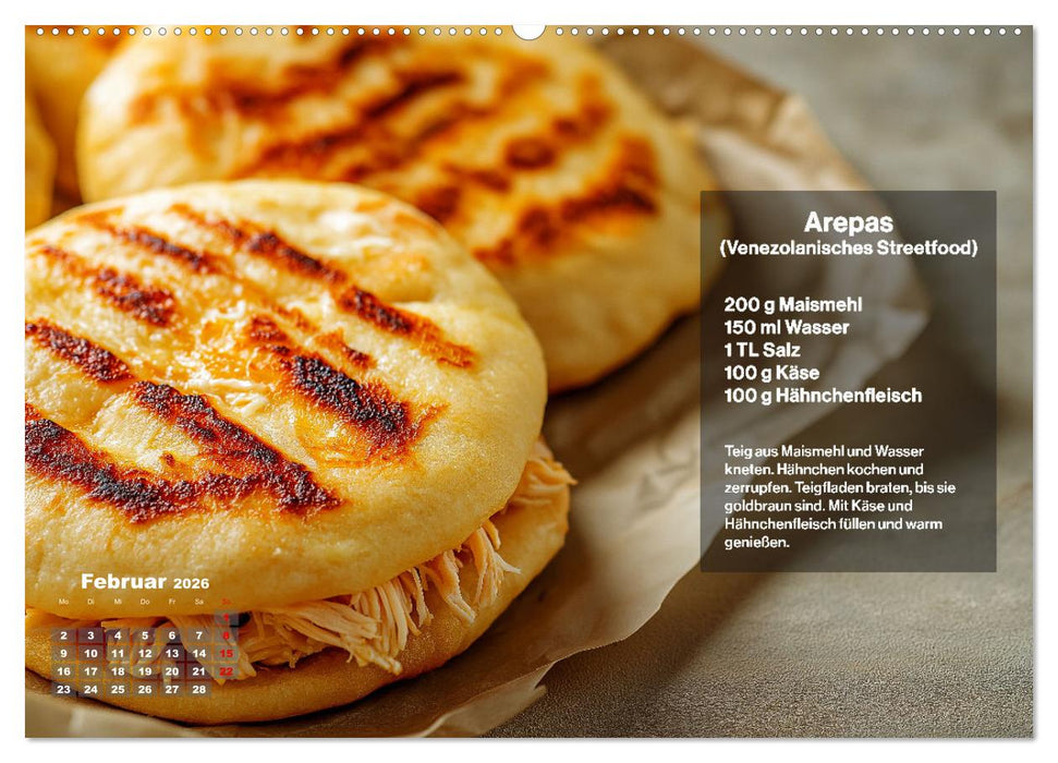 Streetfood Kalender - Einfache Rezepte aus den Straßenküchen der Welt (CALVENDO Premium Wandkalender 2026)
