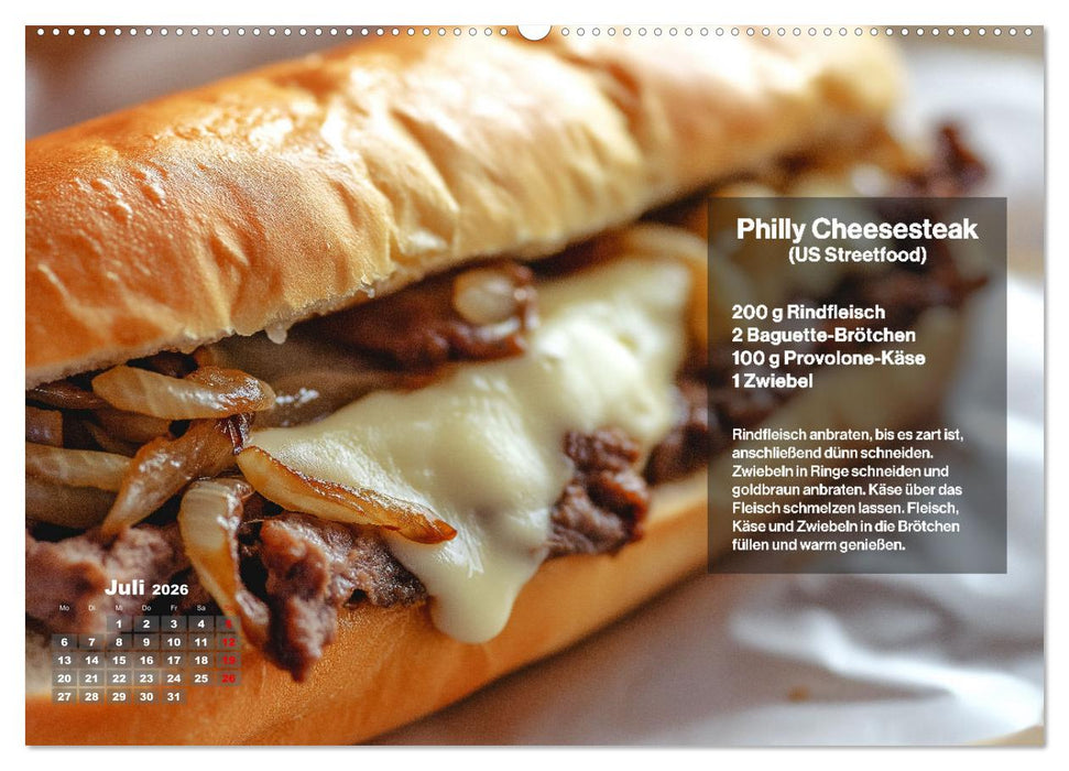 Streetfood Kalender - Einfache Rezepte aus den Straßenküchen der Welt (CALVENDO Premium Wandkalender 2026)