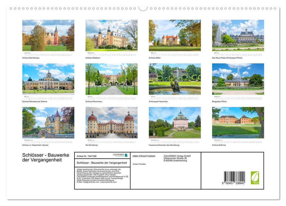 Schlösser - Bauwerke der Vergangenheit (CALVENDO Premium Wandkalender 2026)