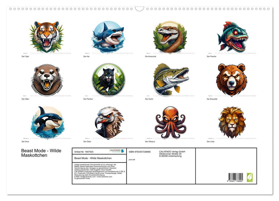 Beast Mode - Wilde Maskottchen (CALVENDO Wandkalender 2026)