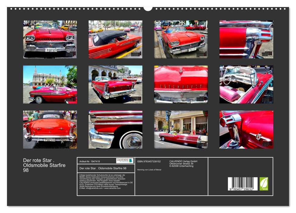 Der rote Star . Oldsmobile Starfire 98 (CALVENDO Premium Wandkalender 2026)