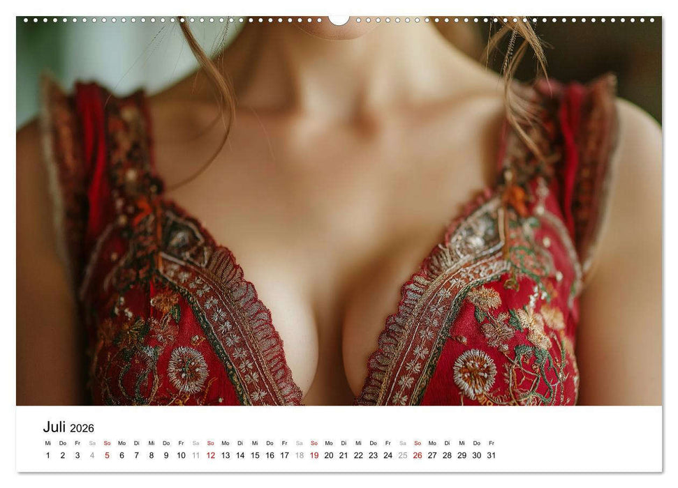 Dirndl Dekollete Kalender – Traditionelle Tracht und bayerische Brüste (CALVENDO Premium Wandkalender 2026)