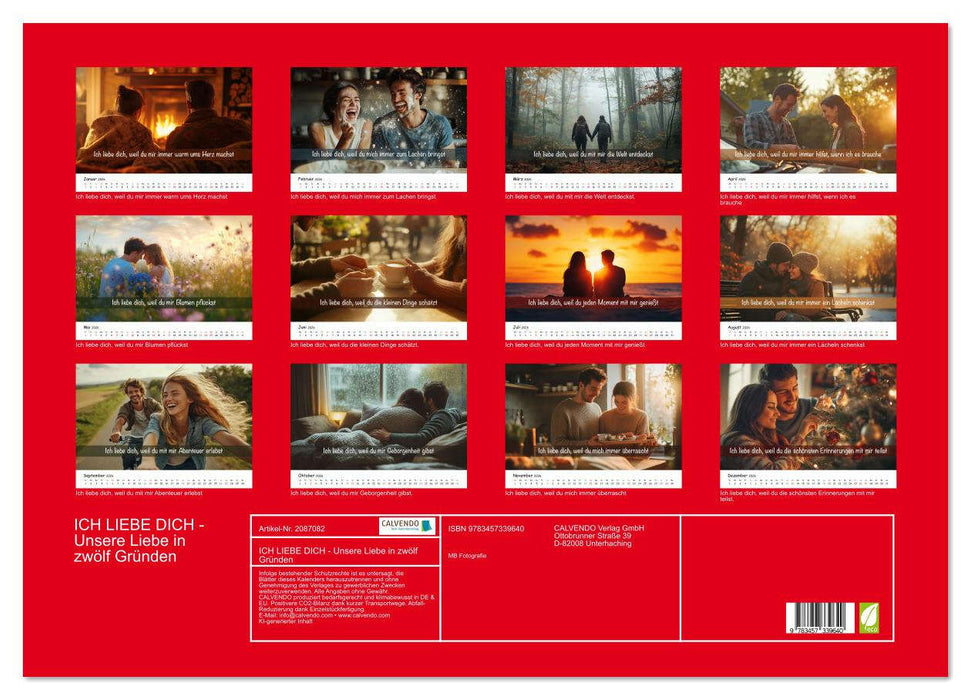 ICH LIEBE DICH - Unsere Liebe in zwölf Gründen (CALVENDO Wandkalender 2026)