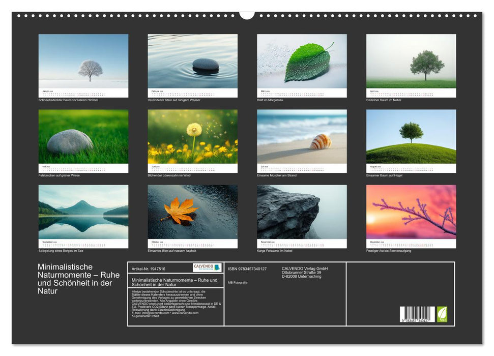 Minimalistische Naturmomente – Ruhe und Schönheit in der Natur (CALVENDO Wandkalender 2026)