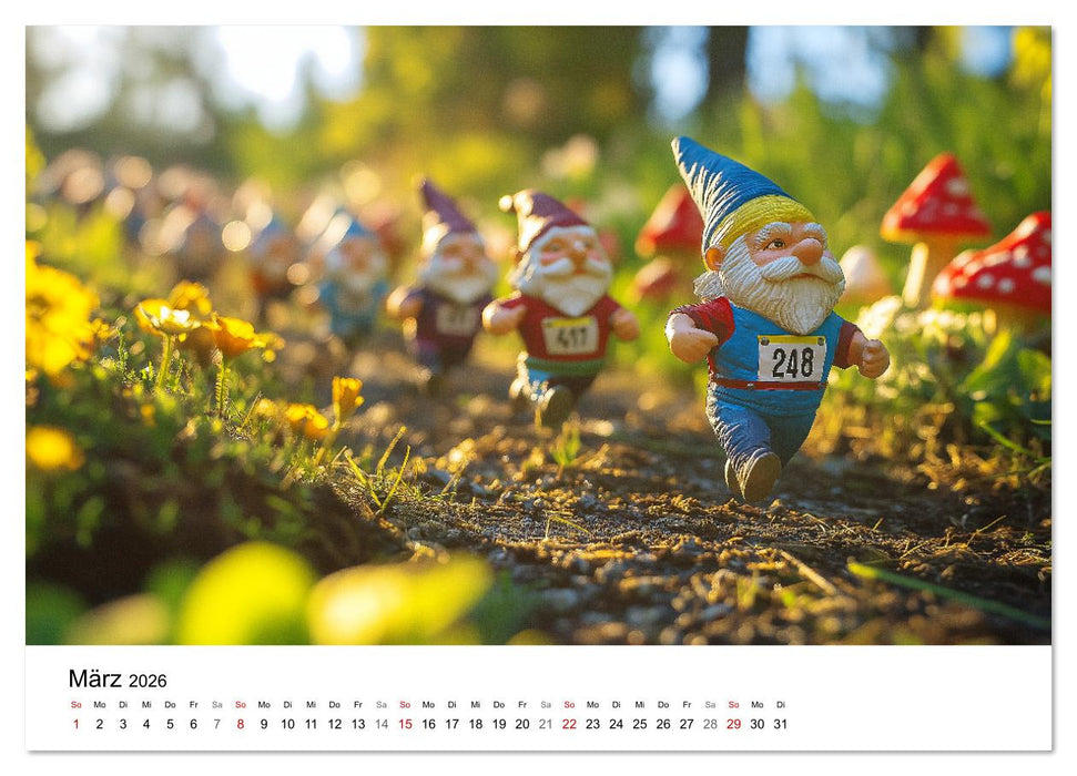 Sportliche Gartenzwerge (CALVENDO Wandkalender 2026)