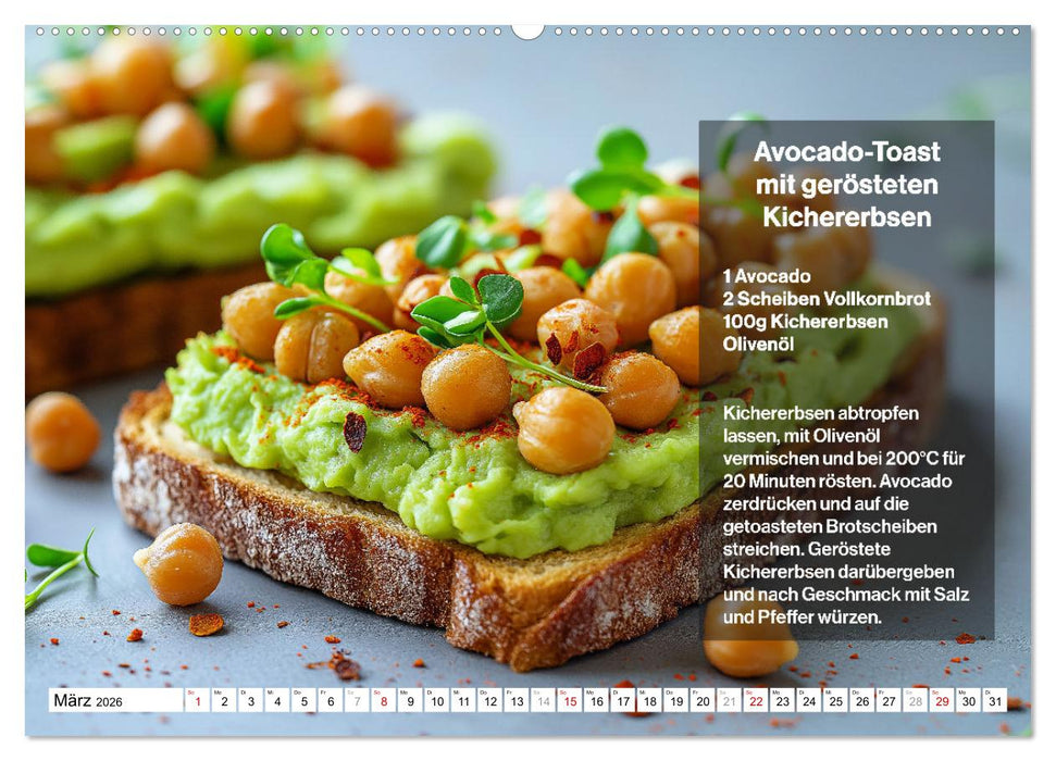Veganes Soulfood - Leichte vegan Rezepte für jeden Monat (CALVENDO Premium Wandkalender 2026)