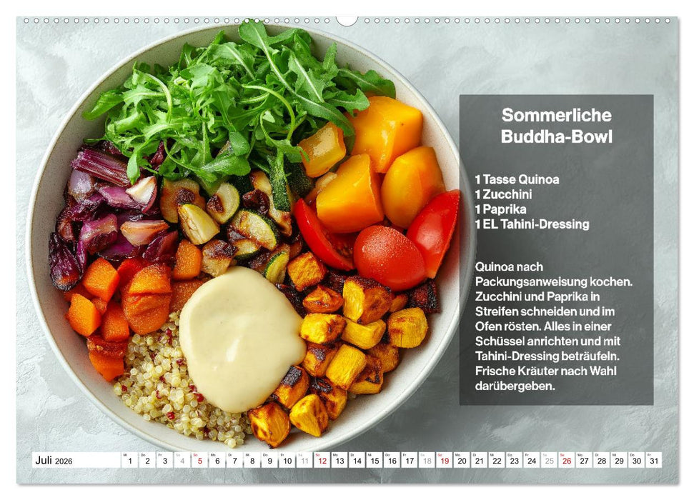 Veganes Soulfood - Leichte vegan Rezepte für jeden Monat (CALVENDO Premium Wandkalender 2026)