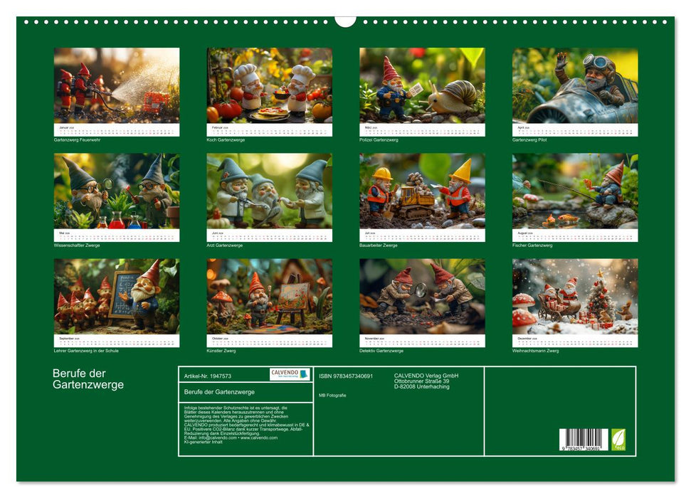 Berufe der Gartenzwerge (CALVENDO Wandkalender 2026)