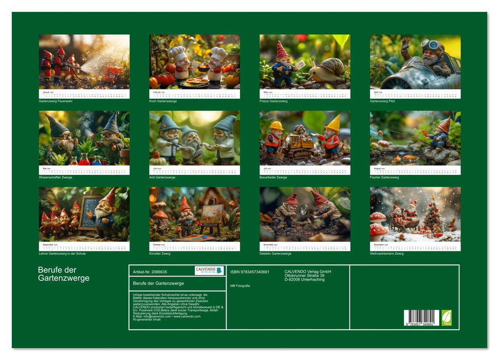 Berufe der Gartenzwerge (CALVENDO Wandkalender 2026)