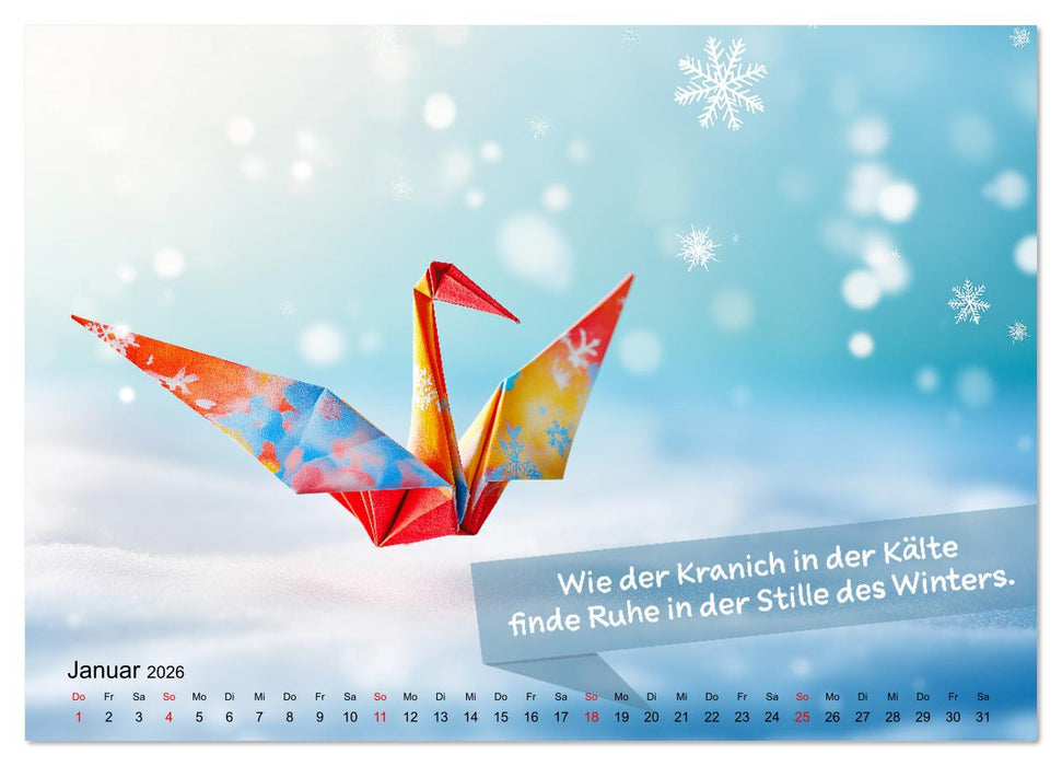 Origami Kalender der Achtsamkeit - Achtsamkeitskalender (CALVENDO Premium Wandkalender 2026)