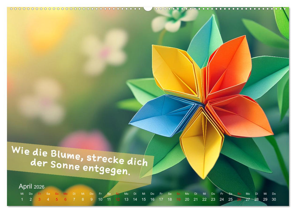 Origami Kalender der Achtsamkeit - Achtsamkeitskalender (CALVENDO Premium Wandkalender 2026)