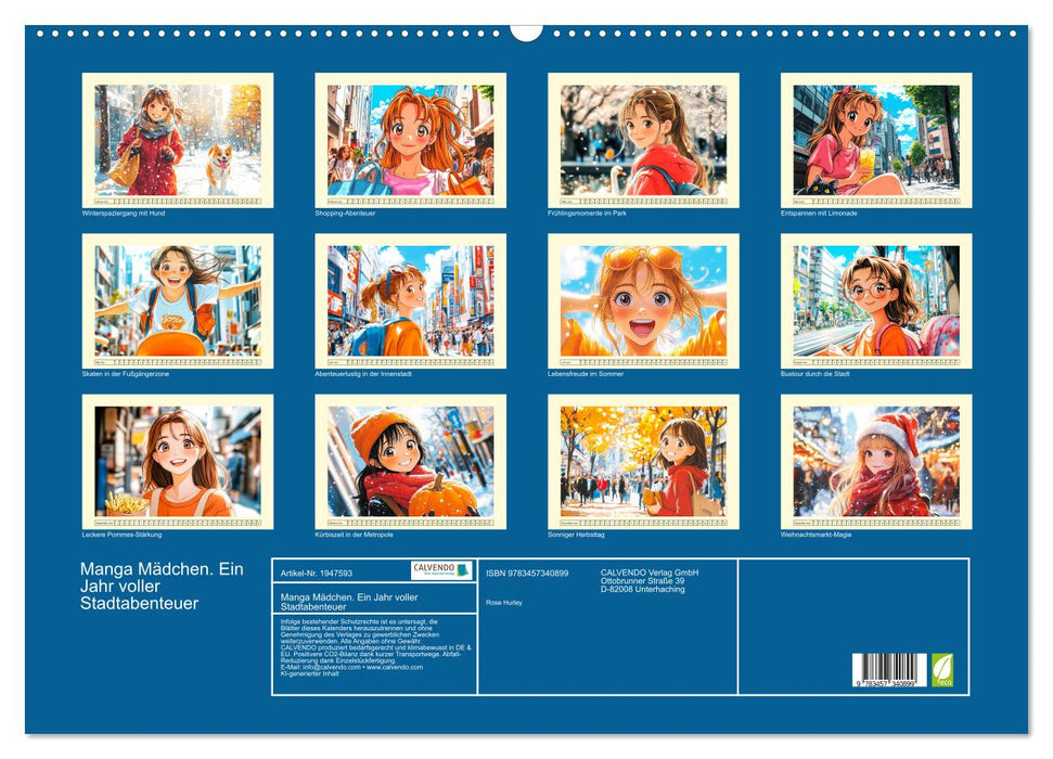 Manga Mädchen. Ein Jahr voller Stadtabenteuer (CALVENDO Wandkalender 2026)