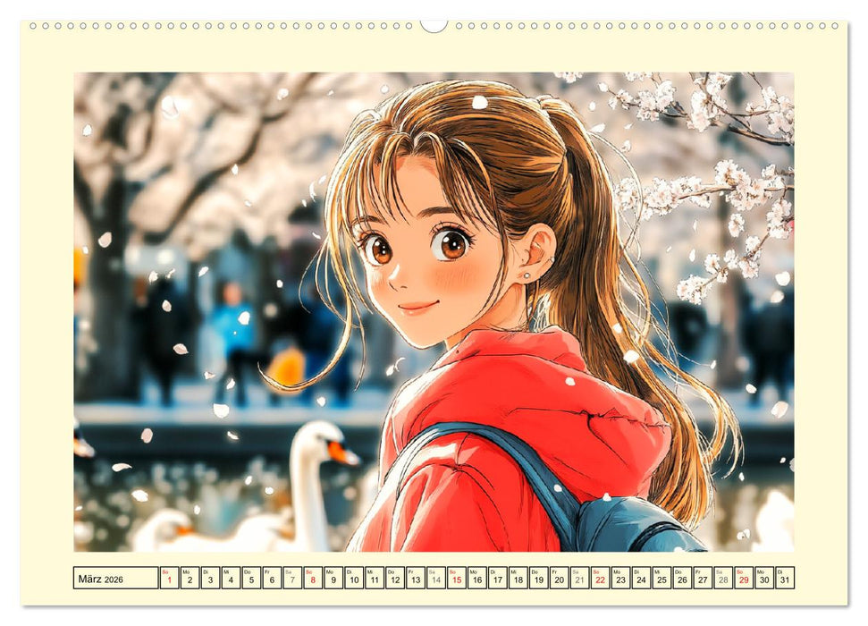 Manga Mädchen. Ein Jahr voller Stadtabenteuer (CALVENDO Wandkalender 2026)