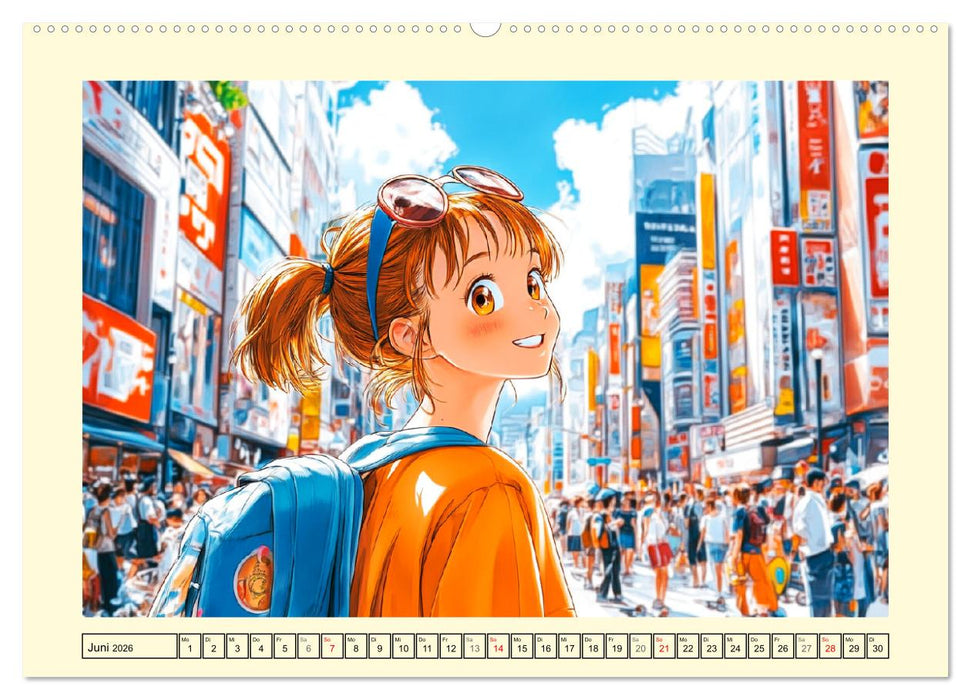 Manga Mädchen. Ein Jahr voller Stadtabenteuer (CALVENDO Wandkalender 2026)