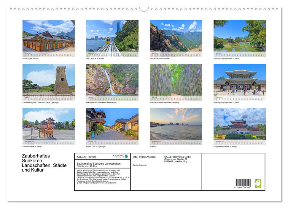Zauberhaftes Südkorea Landschaften, Städte und Kultur (CALVENDO Wandkalender 2026)