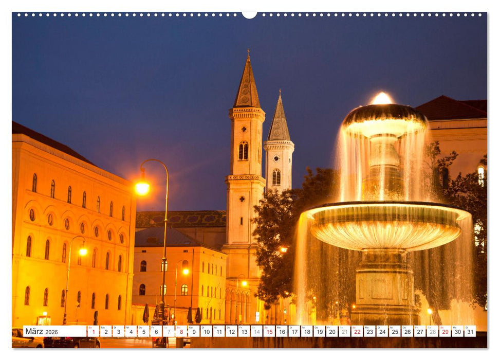 Abend in München (CALVENDO Wandkalender 2026)