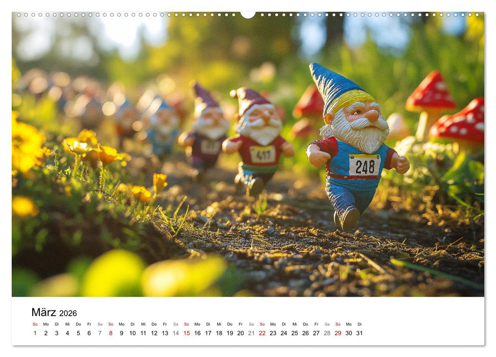 Sportliche Gartenzwerge (CALVENDO Premium Wandkalender 2026)