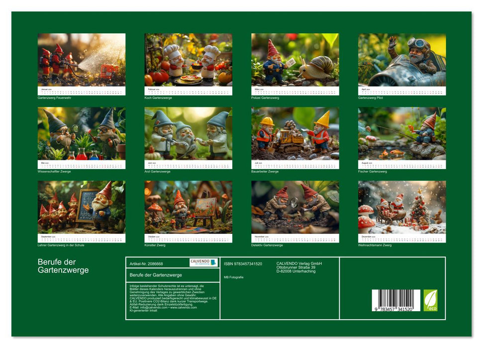 Berufe der Gartenzwerge (CALVENDO Premium Wandkalender 2026)