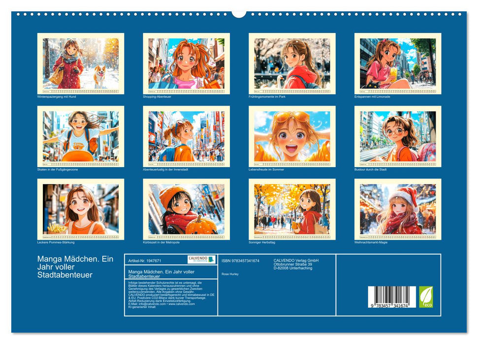 Manga Mädchen. Ein Jahr voller Stadtabenteuer (CALVENDO Premium Wandkalender 2026)