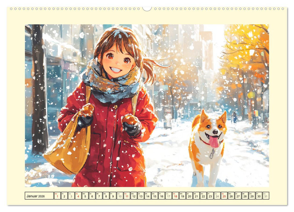 Manga Mädchen. Ein Jahr voller Stadtabenteuer (CALVENDO Premium Wandkalender 2026)