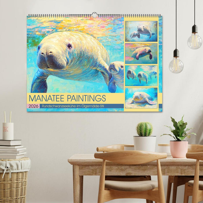 Manatee Paintings. Rundschwanzseekühe im Ölgemälde-Stil (CALVENDO Wandkalender 2026)
