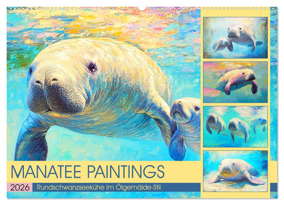 Manatee Paintings. Rundschwanzseekühe im Ölgemälde-Stil (CALVENDO Wandkalender 2026)