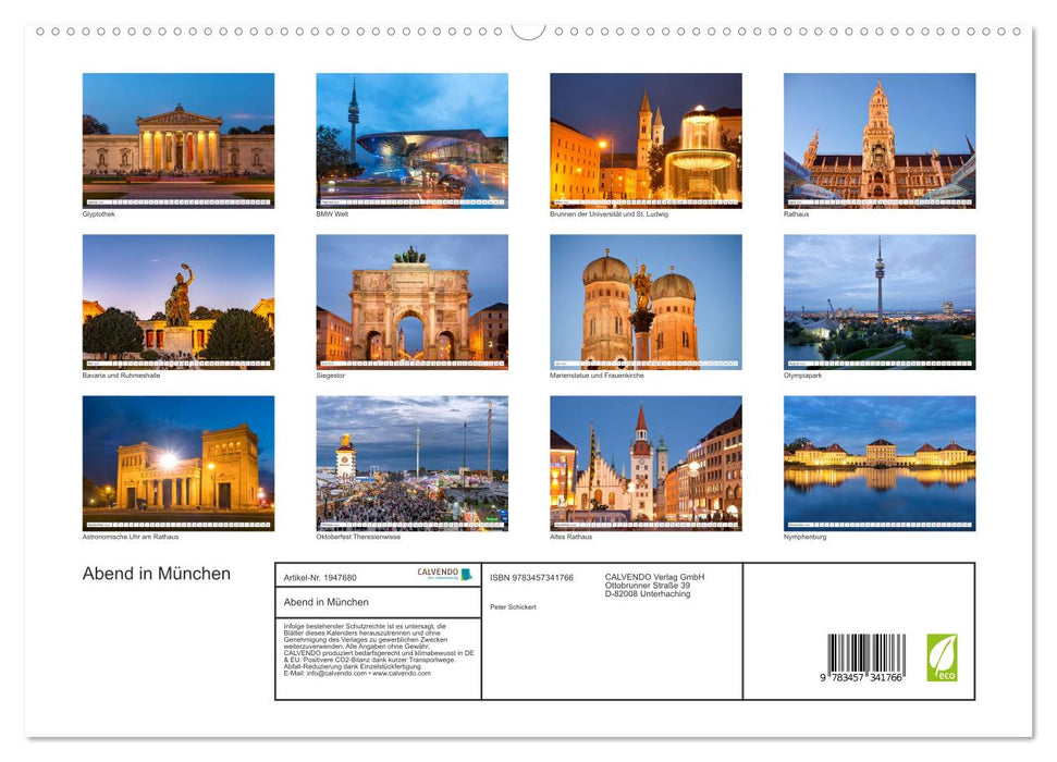Abend in München (CALVENDO Premium Wandkalender 2026)