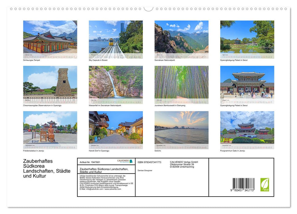 Zauberhaftes Südkorea Landschaften, Städte und Kultur (CALVENDO Premium Wandkalender 2026)