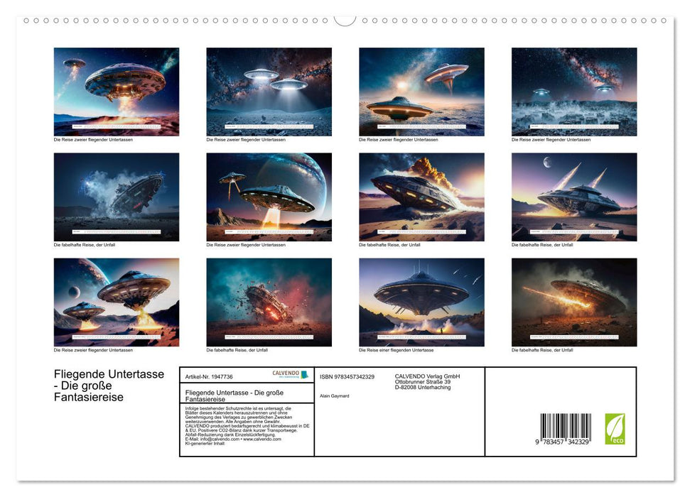 Fliegende Untertasse - Die große Fantasiereise (CALVENDO Premium Wandkalender 2026)