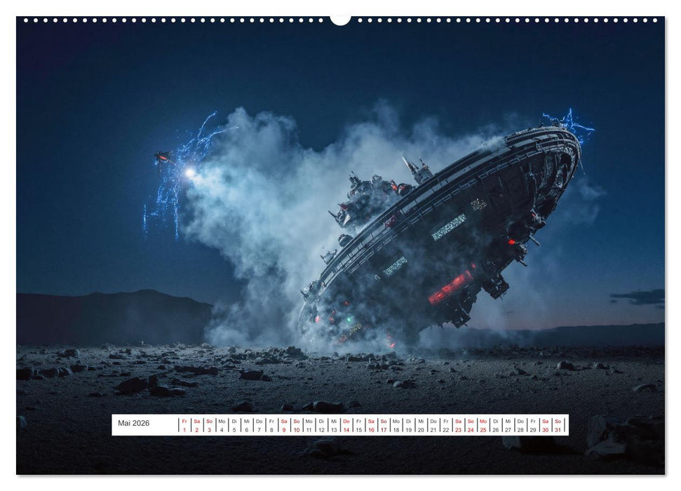 Fliegende Untertasse - Die große Fantasiereise (CALVENDO Premium Wandkalender 2026)