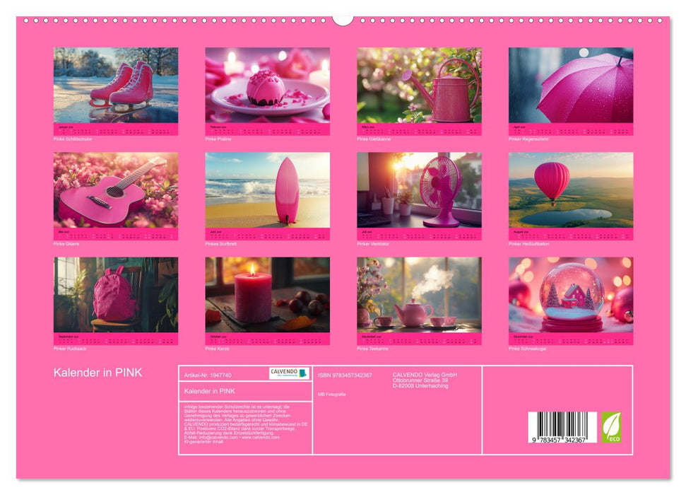 Kalender in PINK (CALVENDO Premium Wandkalender 2026)