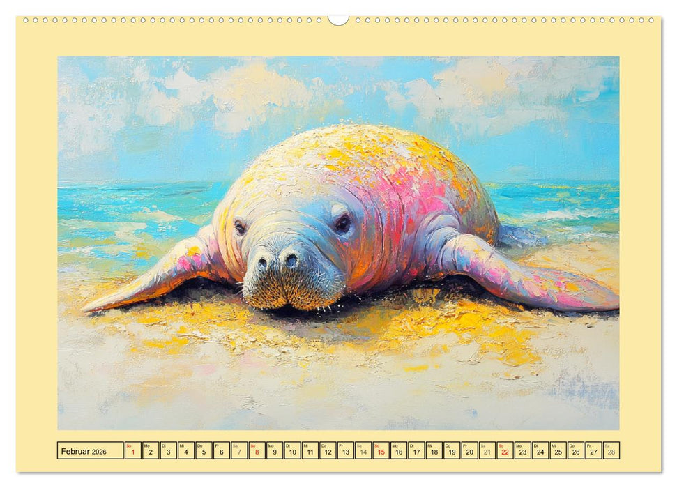Manatee Paintings. Rundschwanzseekühe im Ölgemälde-Stil (CALVENDO Premium Wandkalender 2026)