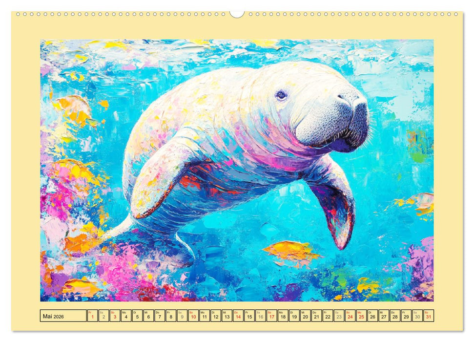 Manatee Paintings. Rundschwanzseekühe im Ölgemälde-Stil (CALVENDO Premium Wandkalender 2026)