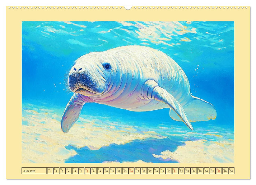 Manatee Paintings. Rundschwanzseekühe im Ölgemälde-Stil (CALVENDO Premium Wandkalender 2026)