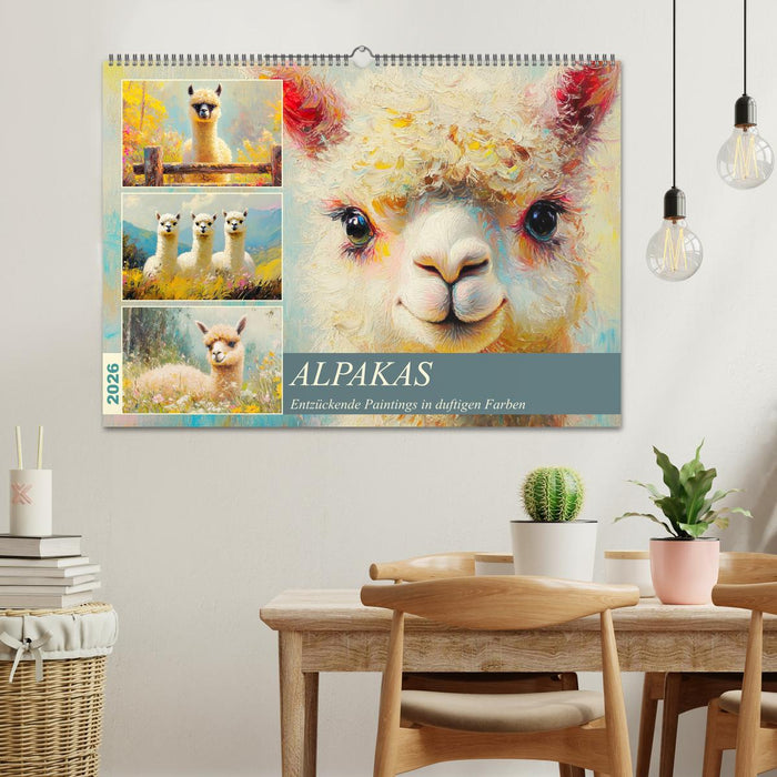 Alpakas. Entzückende Paintings in duftigen Farben (CALVENDO Wandkalender 2026)