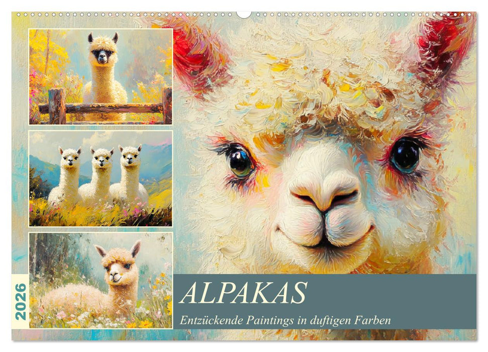 Alpakas. Entzückende Paintings in duftigen Farben (CALVENDO Wandkalender 2026)