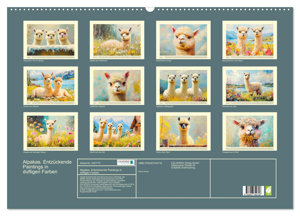 Alpakas. Entzückende Paintings in duftigen Farben (CALVENDO Wandkalender 2026)